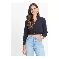 Camisa Feminina Manga Longa Rovitex Preto