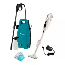 Kit Hidrolavadora De Alta Presión Makita Hw101 + Aspiradora Color Turquesa