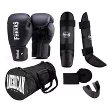 Kit Boxe Muay Thai Mma Fheras Luva Caneleira Bandagem Buc.