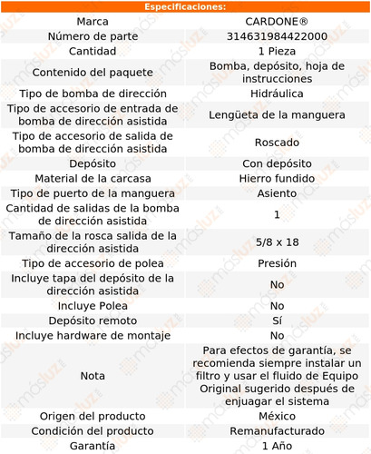 Bomba Direccin Licuadora Caballero 8 Cil 5.7l 79 Reman Foto 5