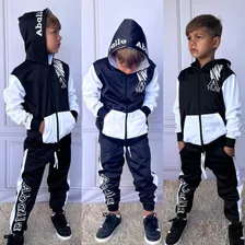 Conjunto Masculino Agasalho Moletom Infantil Casaco E Calça