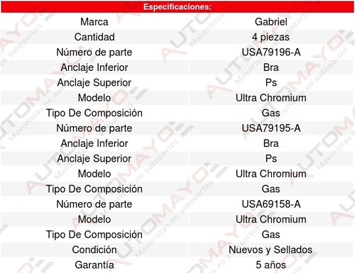 4 Amortiguadores Chevrolet Aveo L4 1.6l 08 A 19 Foto 5