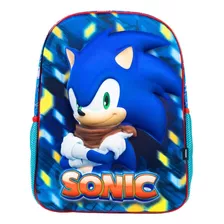 Mochila Escolar Sonic 14 Pulgas Diseño 3d Estilo Y Velocidad Color Azul