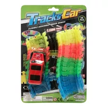 Magic Cars Pista Flexible Tracks 56 Pzs Con Auto Luces Led Color Fluo