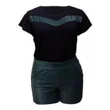 Conjunto Feminino Blusa + Shorts Plus Size 