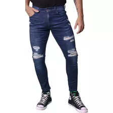 Calça Jeans Masculina Rasgada Com Elastano Destroyed Jogador