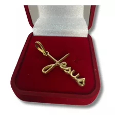 Pingente Masculino Cruz Jesus Moeda Antiga Cor Ouro 18k