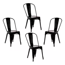 Set 4 Sillas Modernas Tolix Con Estructura Metálica Eames Color De La Estructura De La Silla Negro