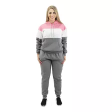 Conjunto Moletom Feminino Canguru 3 Cores Napolitano Blusão