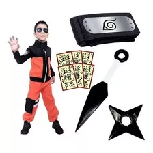 Roupa Do Naruto Uzumaki Cosplay Infantil Juvenil + Bandana