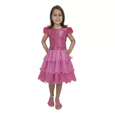 Vestido Infantil De Festa Aniversário Pink Com Brilho