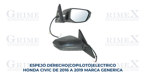 Espejo Honda Civic 2016-16-2017-2018-2019-19 Ore Foto 10