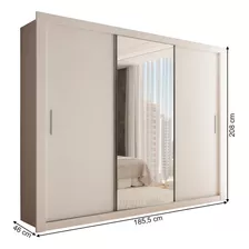 Guarda-roupa Casal Carol 3 Portas Com Espelho Branco - Pm