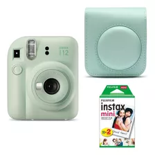 Cámara Instantánea Fujifilm Instax Kit Mini 12 + 20 Fotos + Funda Mint Green