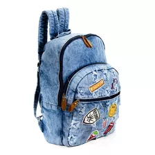 Mochila Feminina Jeans Personalizada Desfiada Reforçada 