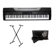Kit Piano Arranjador Kurzweil Ka70 Suporte E Microfone