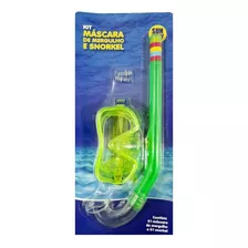 Kit Oculos Natacao Infantil Mascara Pequena + Snorkel Verde