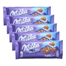 5 Barras De Chocolate Ao Leite Alpino Aerado Milka 100g