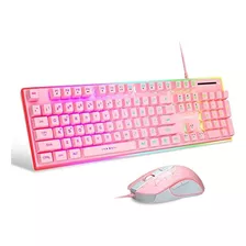 Teclado Y Mouse Con Cable Magegee/rosado