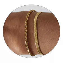 Jecomy Dainty Gold Chain Bracelet Set For Women 18k Gold Pla