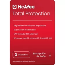 Antivirus Mcafee Total Protection 2024 - 3 Dispo - 1 Año 