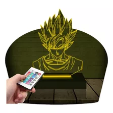 Luminária Led 3d | Goku Dragon Ball | Abajur 16 Cores 3