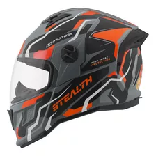 Capacete De Moto Design Moderno E Brilhante Stealth Hawk Cor Cinza/laranja Tamanho Do Capacete 56