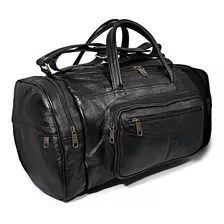 Bolsa Grande De Viagem Masculina Espaçosa De Couro Preto