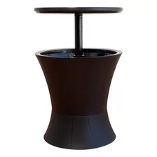 Mesa Hielera Tipo Rattan Color Negro Para Exterior 