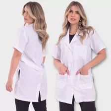 Jaleco Avental Manga Curta Branco Médica Enfermeira Dentista