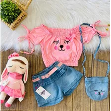 Conjunto Blogueirinha Infantil + Bolsinha De Brinde 