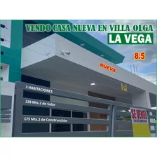 Se Vende Casa Nueva En Villa Olga, La Vega, 3 Habs., 228 Mts.2 De Oportunidad