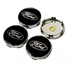 Pack 4 Tapas Ford 60mm 6cm Centro Llanta Negro Soporte Plata