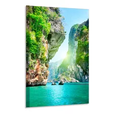 Quadro Decorativo Sala Mar Cristal Pedra Tecido Canvas