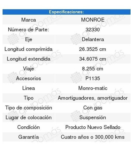 4 Amortiguadores Ranger Ford Monroe 2003-2004-2005-2006-2007 Foto 3