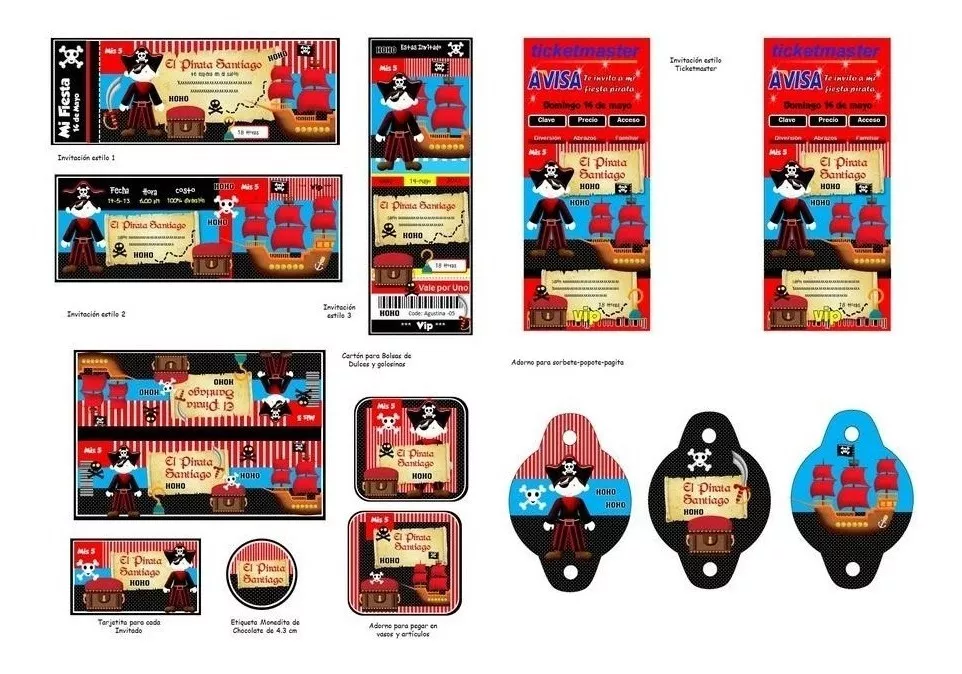 Kit Imprimible Candy Bar Piratas Fiesta