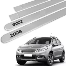 Friso Lateral Peugeot 2008 Prata Aluminium Ponta Redonda 4pç