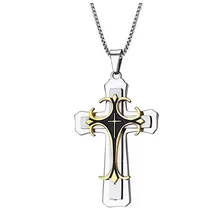 Crucifixo Masculino Grande Colar Aço Inox De Alta Qualidade