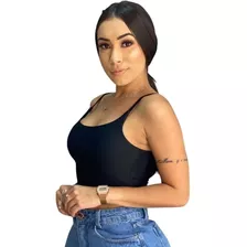 Cropped Top Regatinha Feminina Basica Alcinha Fina Suplex