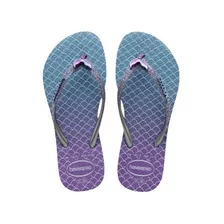 Havaianas Sereia Slim Glitter Azul Infatil