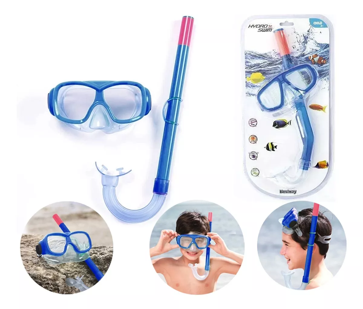Kit Mergulho Adulto Máscara+snorkel Freestyle Bestway Azul