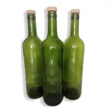 6 Botellas Verde Vidrio 750ml Corcho