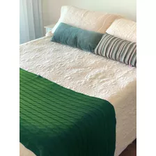 Peseira Cama Queen Trico Manta Sofá 230cmx60cm Cor Verde