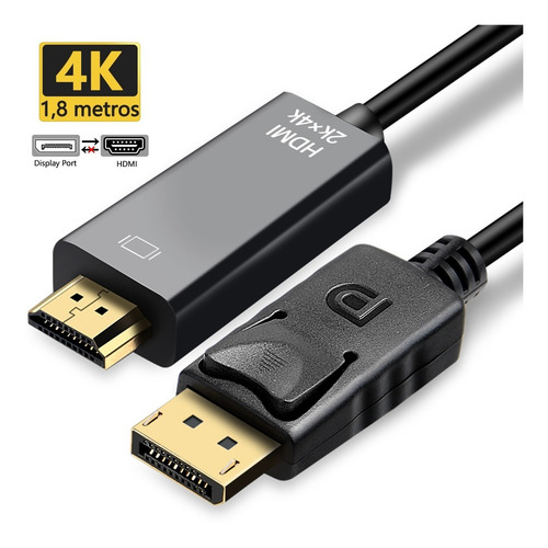 Cable Displayport Dp A Hdmi Para Pc A  Hdtv,4k 1.8 Metros