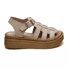 Sandalias Mujer Cuero Brillo Livianas Regulables Comodas