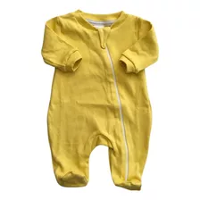 Macacão Bebê Algodão Fechamento Zíper Amarelo Alta Qualidade