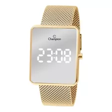 Relógio De Pulso Champion Ch40080 Com Corpo Dourado, Digital, Para Feminino, Fundo Espelhado, Com Correia De Aço Inoxidável Cor Dourado, Subdials De Cor Branco, Ponteiro De Minutos/segundos Branco, 