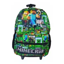 Minecraft Mochila Rodinhas Escolar Viagens