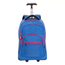 Mochila De Carrinho Paul Frank T03 Premium 2 Rodas Sestini Cor Azul Desenho Do Tecido Liso