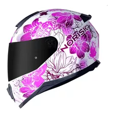 Capacete Norisk Feminino Fechado Razor Bloom Branco Rosa